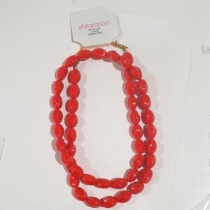 Xhilaration Gold tone Red Beaded 36-in Long Necklace - Women's Fashion Jewelry